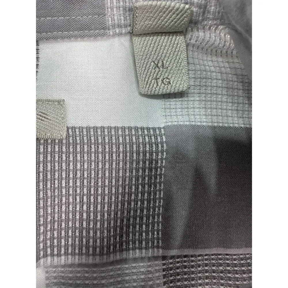 Burberry Brit Gray White Plaid Check Button Down Shirt Mens XL Equestrian Knight - Picture 5 of 14